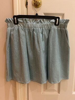 QUEEN OF SPARKLES Light Blue Crystal-Embellished Circle Skirt/Skort